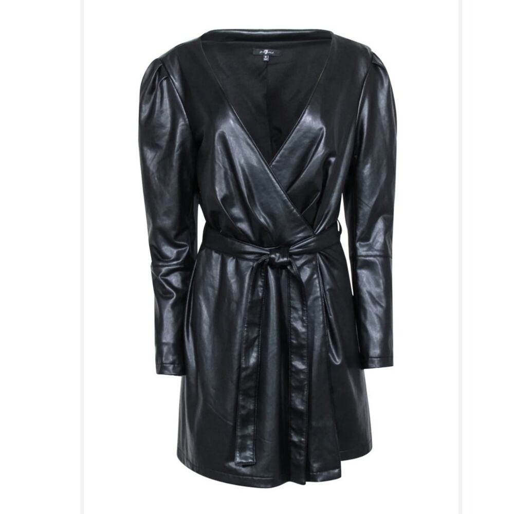 NWT 7 For All Mankind Black Faux Leather Warp Dress Size L Large